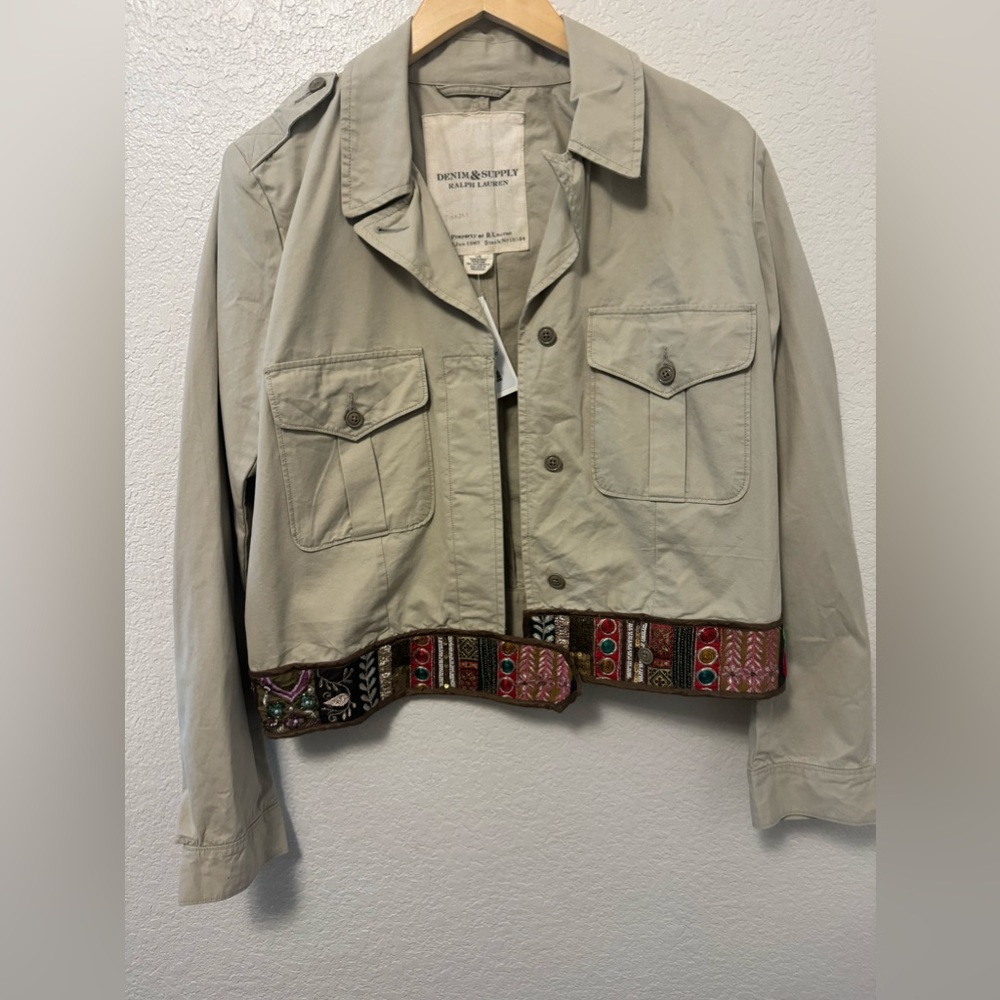 Ralph Lauren Denim Supply Women’s Military Safari Beige Cotton Jacket.